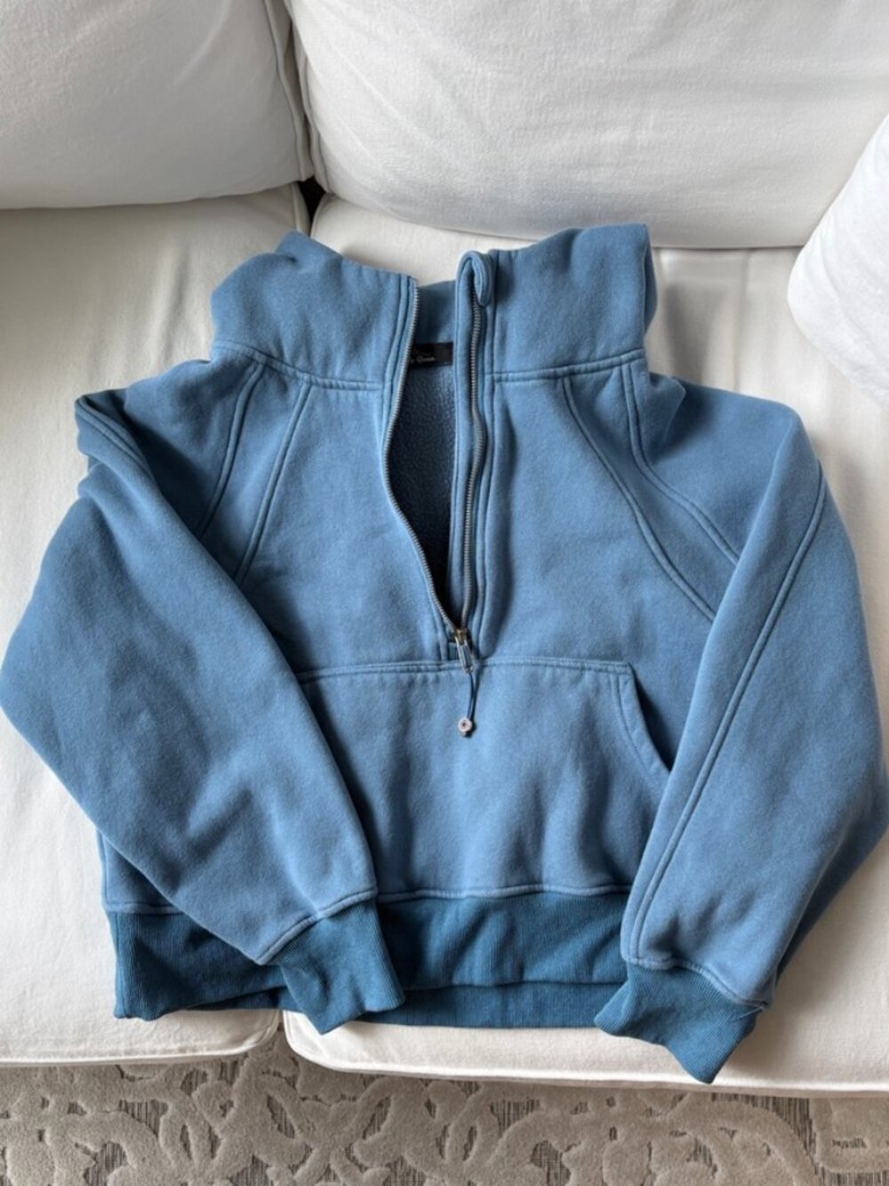 Trendy Queen Blue Oversized Half-Zip Hoodie
